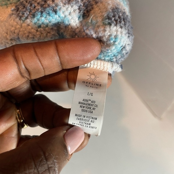 Aerie OFFLINE Cozy Nordic Snowflake Fleece Quarter Zip Pullover Size Large - Picture 12 of 15